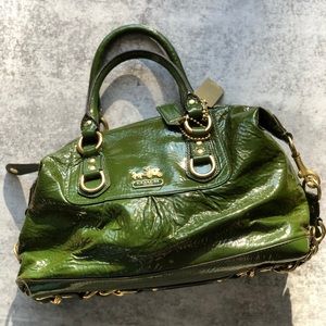 coach madison sabrina patent leather satchel purse